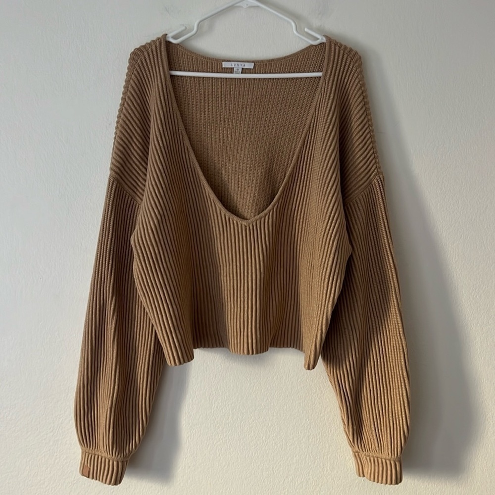 Lunya Prima Cozy Pullover Tan Ribbed Oversized Sweater Size Medium - Picture 3 of 11